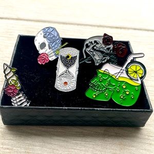 NIB Skull Punk Goth Enamel Pin Collection (5 Pins)
